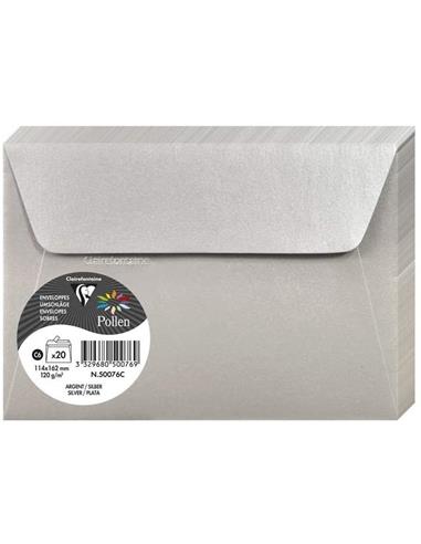PTE. 20 SOBRES 114x162 PLATEADO 50076C